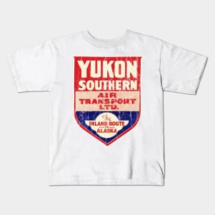 Yukon Southern Alaska Vintage Airlines Air Transport Luggage Distressed Kids T-Shirt